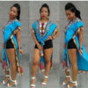 African Dashiki Blue Tall Shirts with Sides Slit