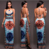 African Pattern Low Back Halter Maxi Dress
