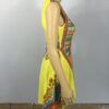 Yellow Vintage Printing Sleeveless Split Skater Dress - Image 3