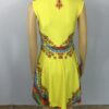 Yellow Vintage Printing Sleeveless Split Skater Dress - Image 2
